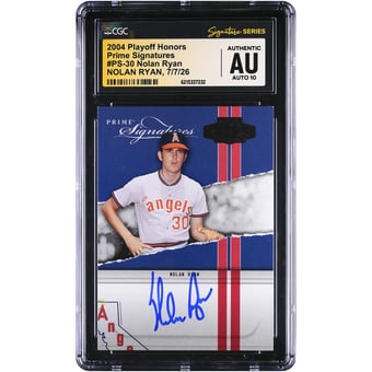 Nolan Ryan California Angels Autographed 2004 Playoff Honors Prime Signatures #PS-30 #/2500 CGC Fanatics Witnessed Authenticated AUTO 10 Card