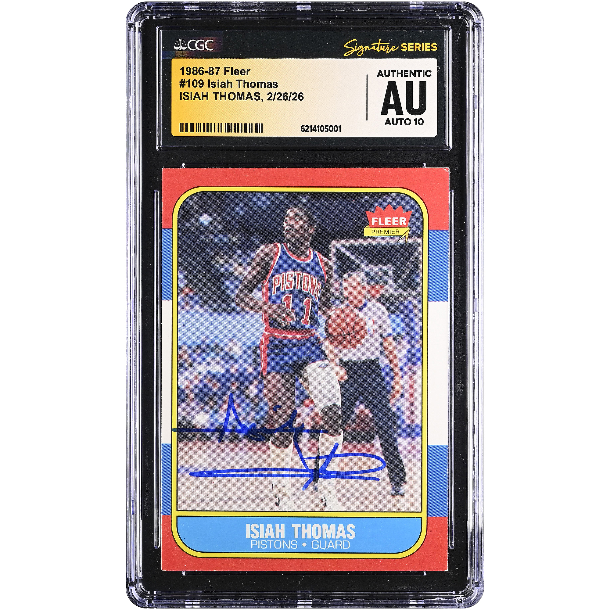 Isiah Thomas Detroit Pistons Autographed 1986-87 Fleer #109 CGC Fanatics Witnessed Authenticated AUTO 10 Rookie Card