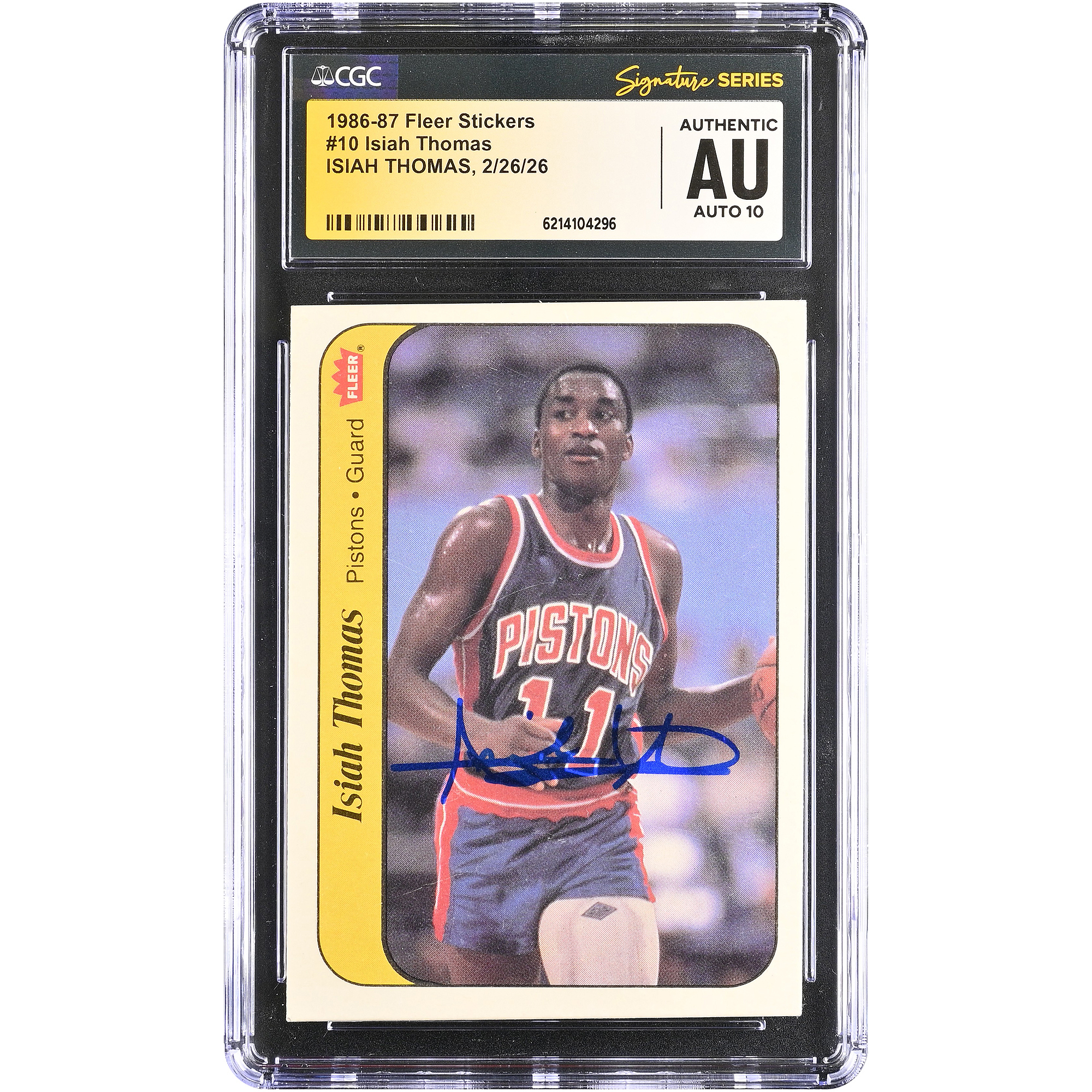 Isiah Thomas Detroit Pistons Autographed 1986-87 Fleer Stickers #10 CGC Fanatics Witnessed Authenticated AUTO 10 Rookie Card