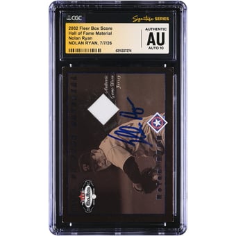 Nolan Ryan Texas Rangers Autographed 2002 Fleer Box Score Hall of Fame Material #NNO CGC Fanatics Witnessed Authenticated AUTO 10 Card