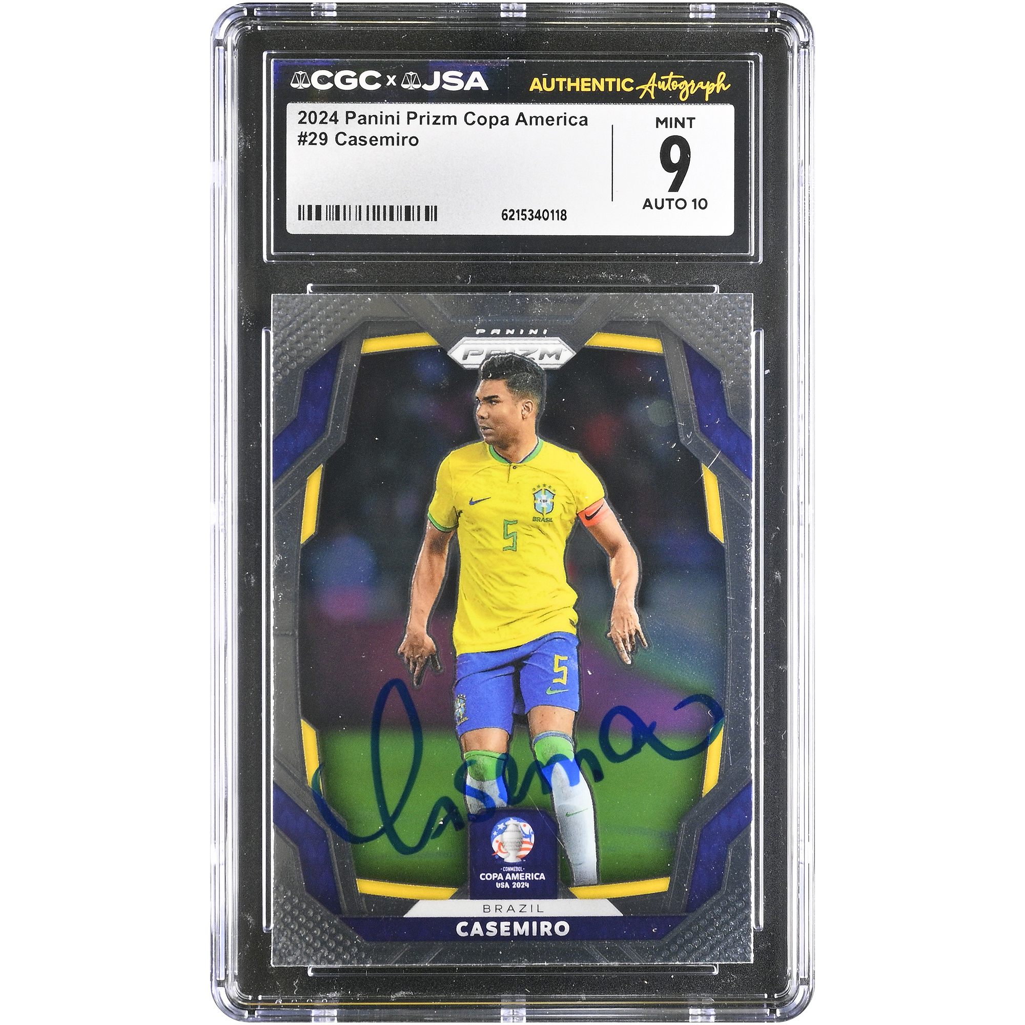 Carlos Casemiro Brazil National Team Autographed 2024 Panini Prizm Copa America #29 CGC Authenticated 9/10 Card