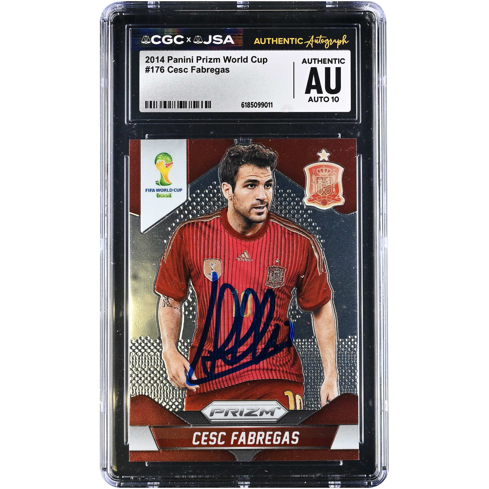 Cesc Fàbregas Spain National Team Autographed 2014 Panini Prizm World Cup #176 CGC Authenticated AUTO 10 Card