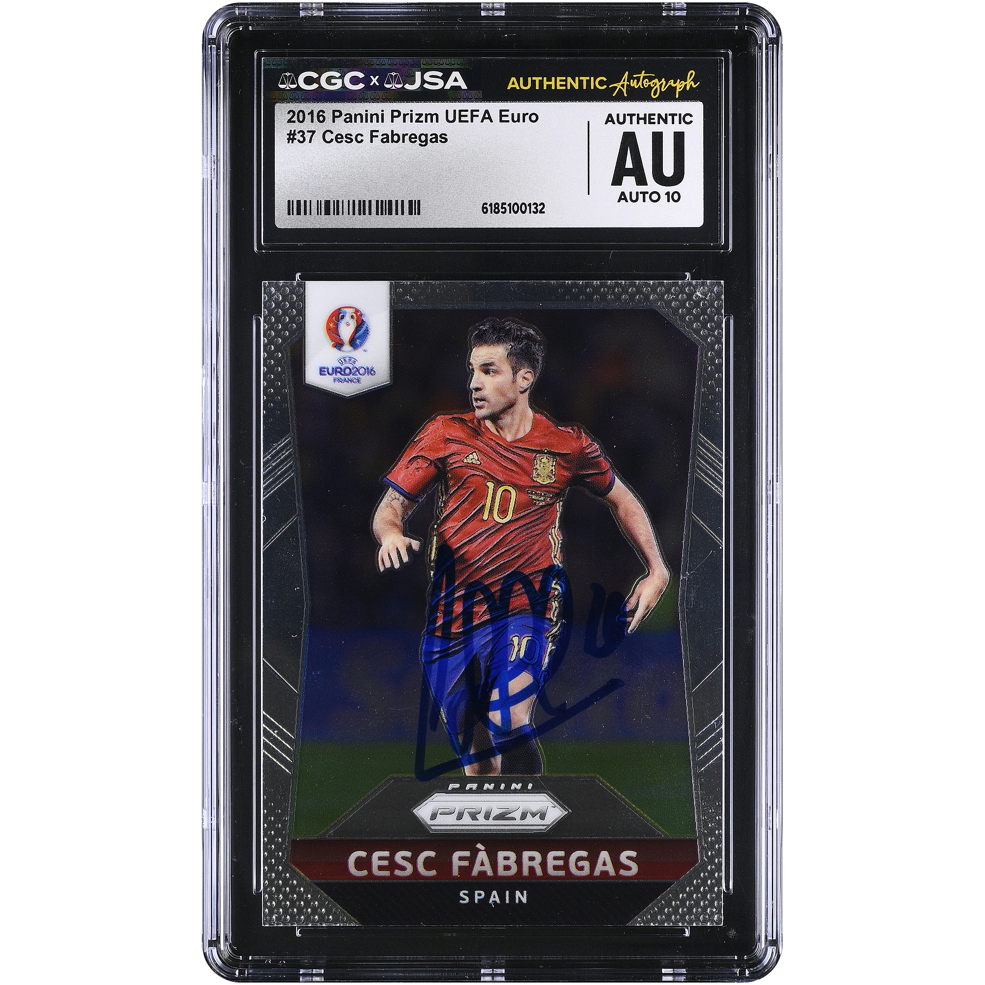 Cesc Fàbregas Spain National Team Autographed 2016 Panini Prizm UEFA Euro #37 CGC Authenticated AUTO 10 Card