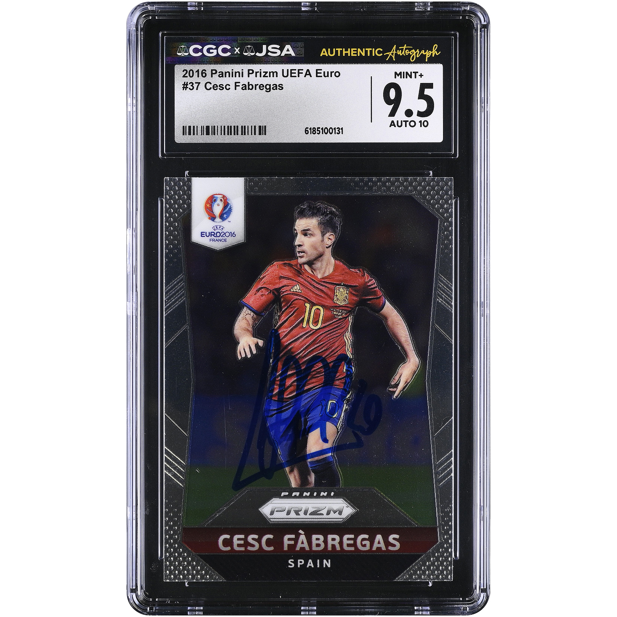 Cesc Fàbregas Spain National Team Autographed 2016 Panini Prizm UEFA Euro #37 CGC Authenticated /10 Card