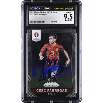 Cesc Fàbregas Spain National Team Autographed 2016 Panini Prizm UEFA Euro #37 CGC Authenticated /10 Card