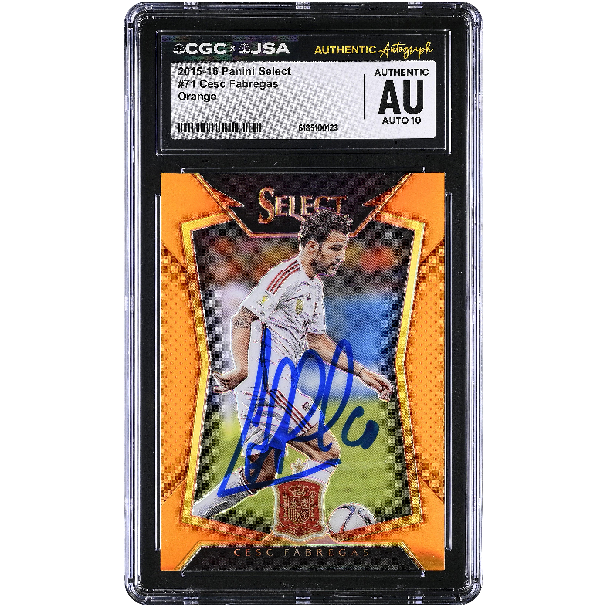 Cesc Fàbregas Spain National Team Autographed 2015-16 Panini Select Orange #71 #/149 CGC Authenticated AUTO 10 Card