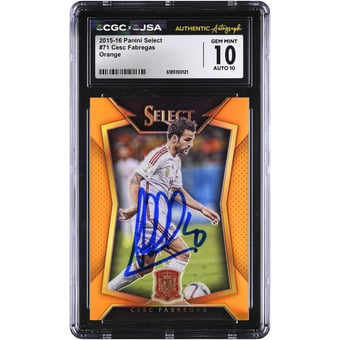Cesc Fàbregas Spain National Team Autographed 2015-16 Panini Select Orange #71 #/149 CGC Authenticated 10/10 Card