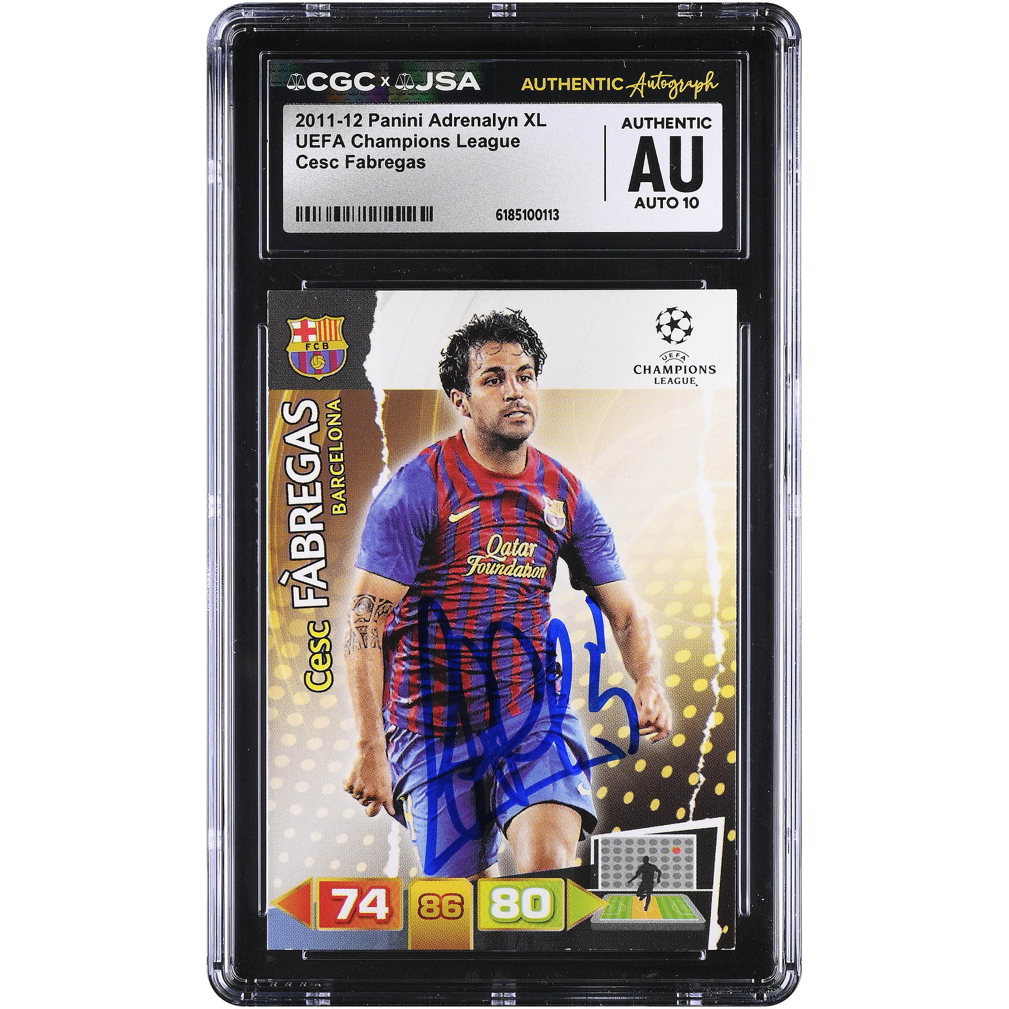 Cesc Fàbregas Barcelona Autographed - Panini Adrenalyn XL UEFA Champions League #NNO CGC Authenticated AUTO 10 Card