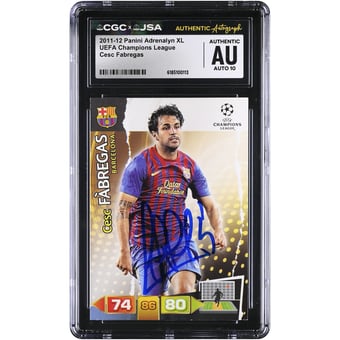 Cesc Fàbregas Barcelona Autographed - Panini Adrenalyn XL UEFA Champions League #NNO CGC Authenticated AUTO 10 Card