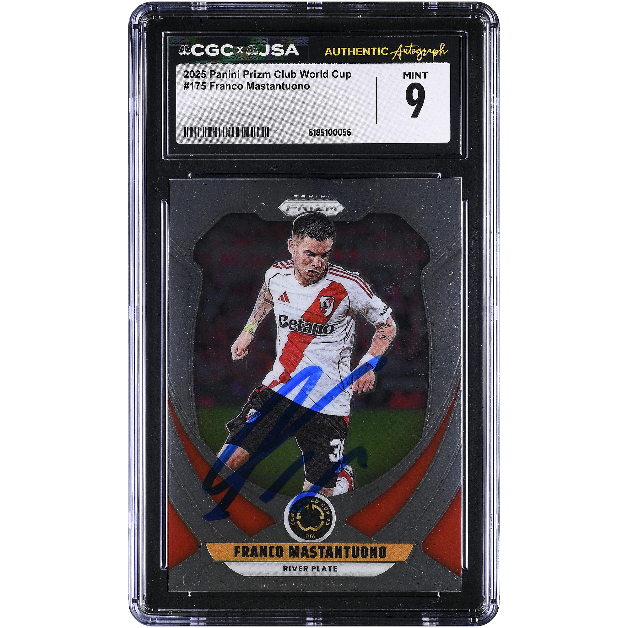 Franco Mastantuono Club Atlético River Plate Autographed 2025 Panini Prizm Club World Cup #175 CGC Authenticated MINT 9 Rookie Card