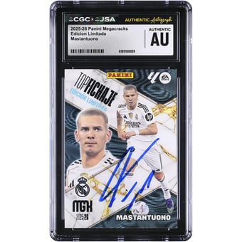 Franco Mastantuono Real Madrid Autographed 2025-26 Panini Megacracks Edicion Limitada #NNO CGC Authenticated Rookie Card