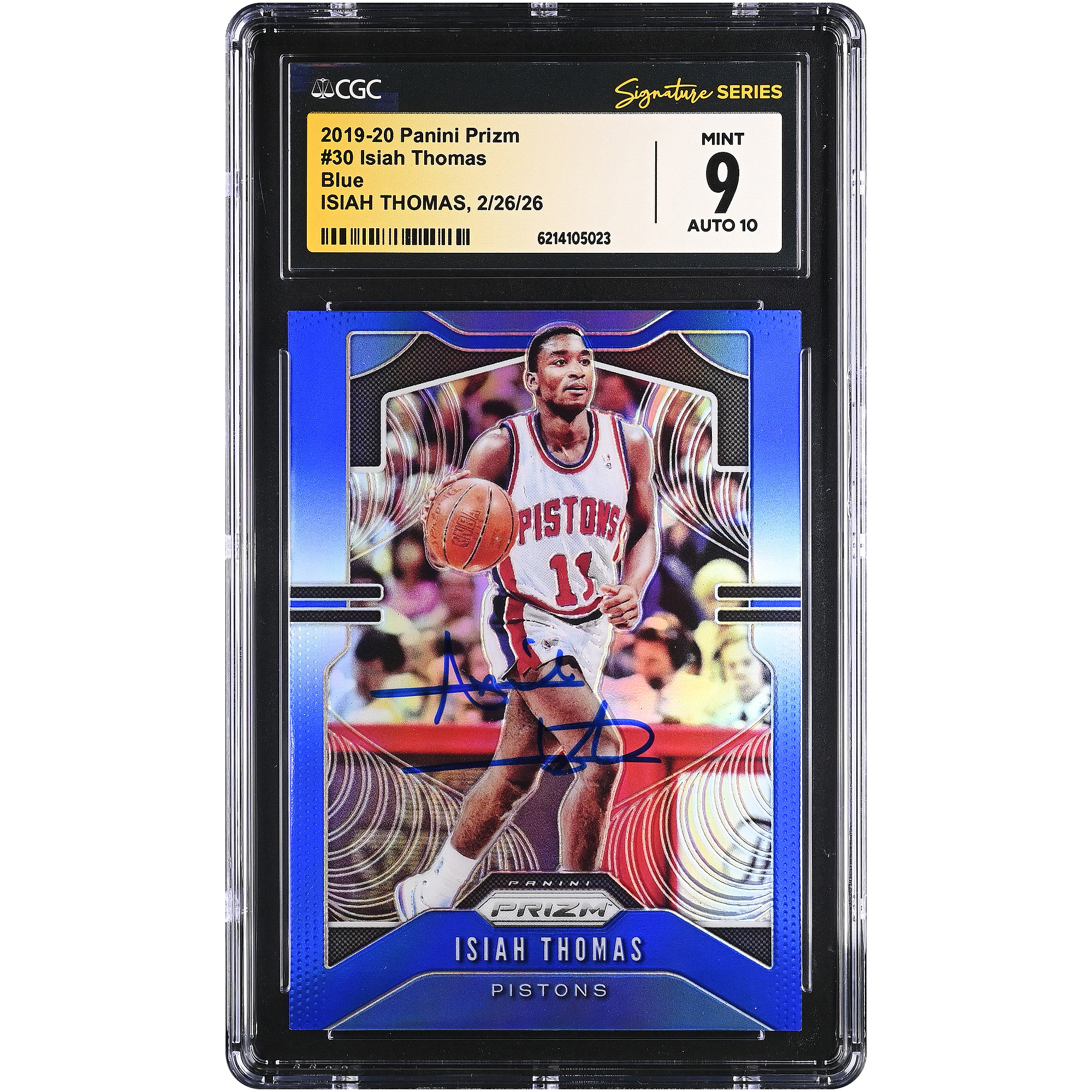 Isiah Thomas Detroit Pistons Autographed 2019-20 Panini Prizm Blue #30 #/199 CGC Fanatics Witnessed Authenticated /10 Card