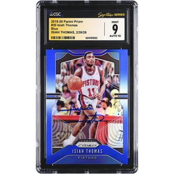 Isiah Thomas Detroit Pistons Autographed 2019-20 Panini Prizm Blue #30 #/199 CGC Fanatics Witnessed Authenticated /10 Card