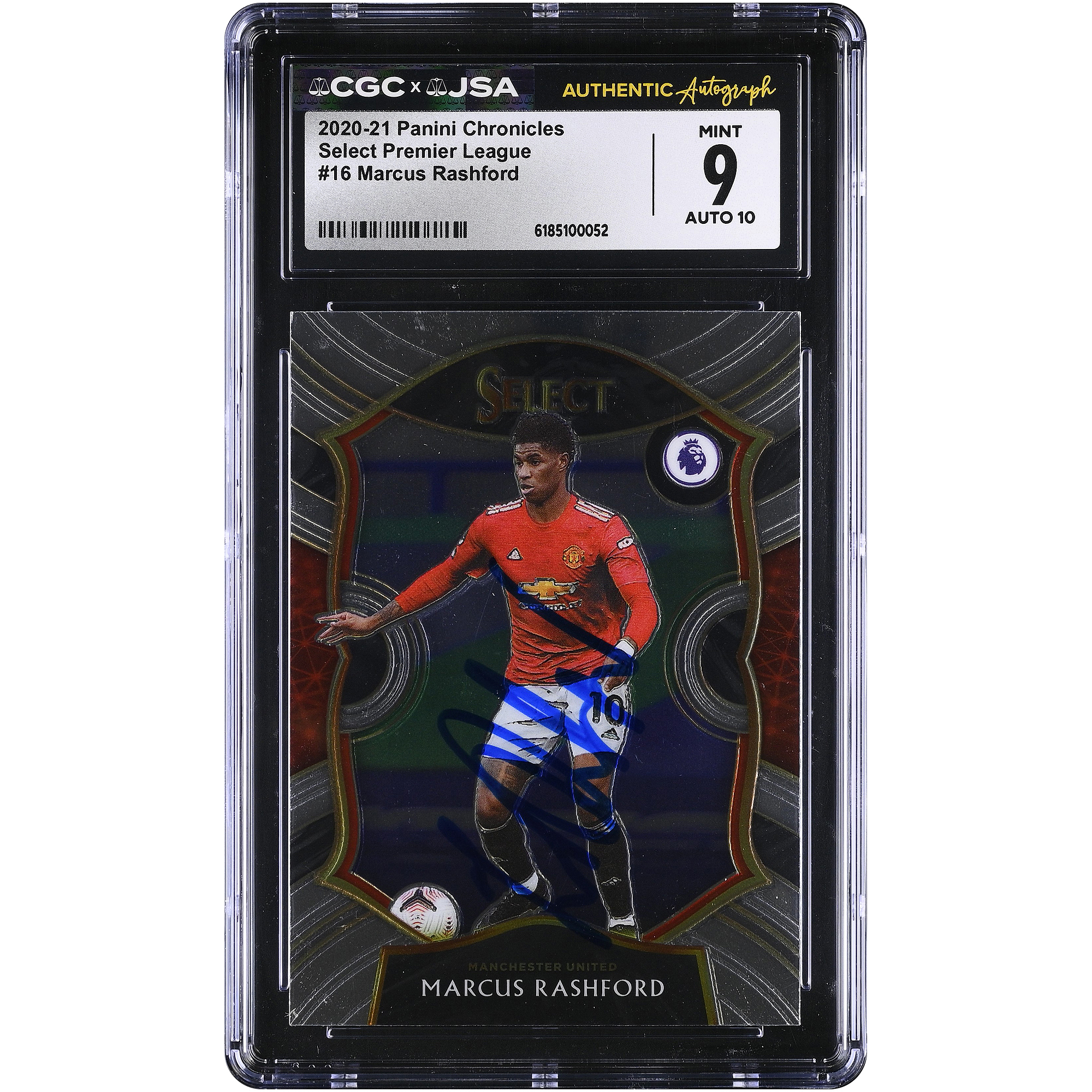 Marcus Rashford Manchester United Autographed 2020-21 Panini Chronicles Select #16 CGC Authenticated 9/10 Card