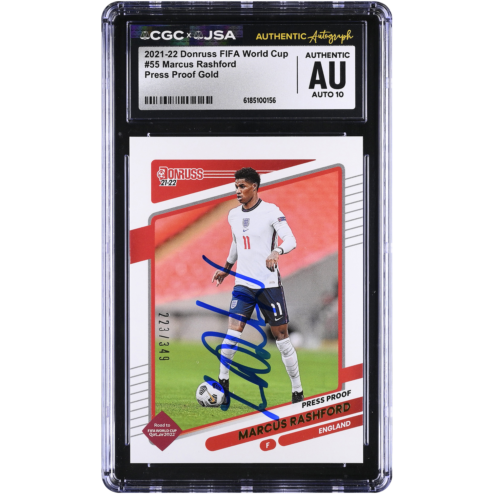 Marcus Rashford England National Team Autographed 2021-22 Panini Donruss Press Proof Gold #55 #/349 CGC Authenticated AUTO 10 Card
