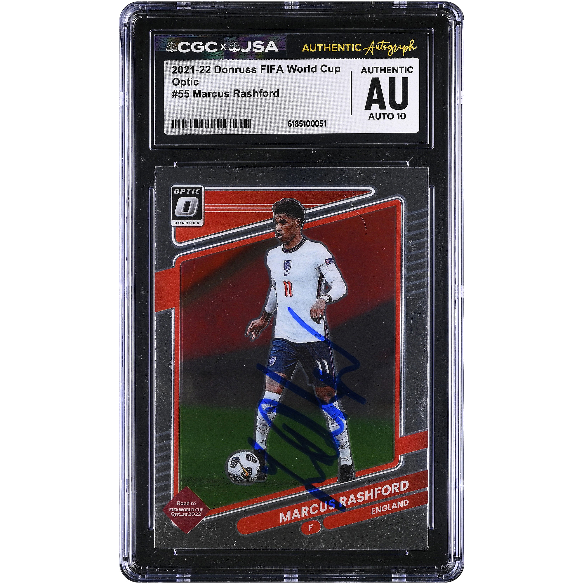 Marcus Rashford England National Team Autographed 2021-22 Panini Donruss Optic #55 CGC Authenticated AUTO 10 Card