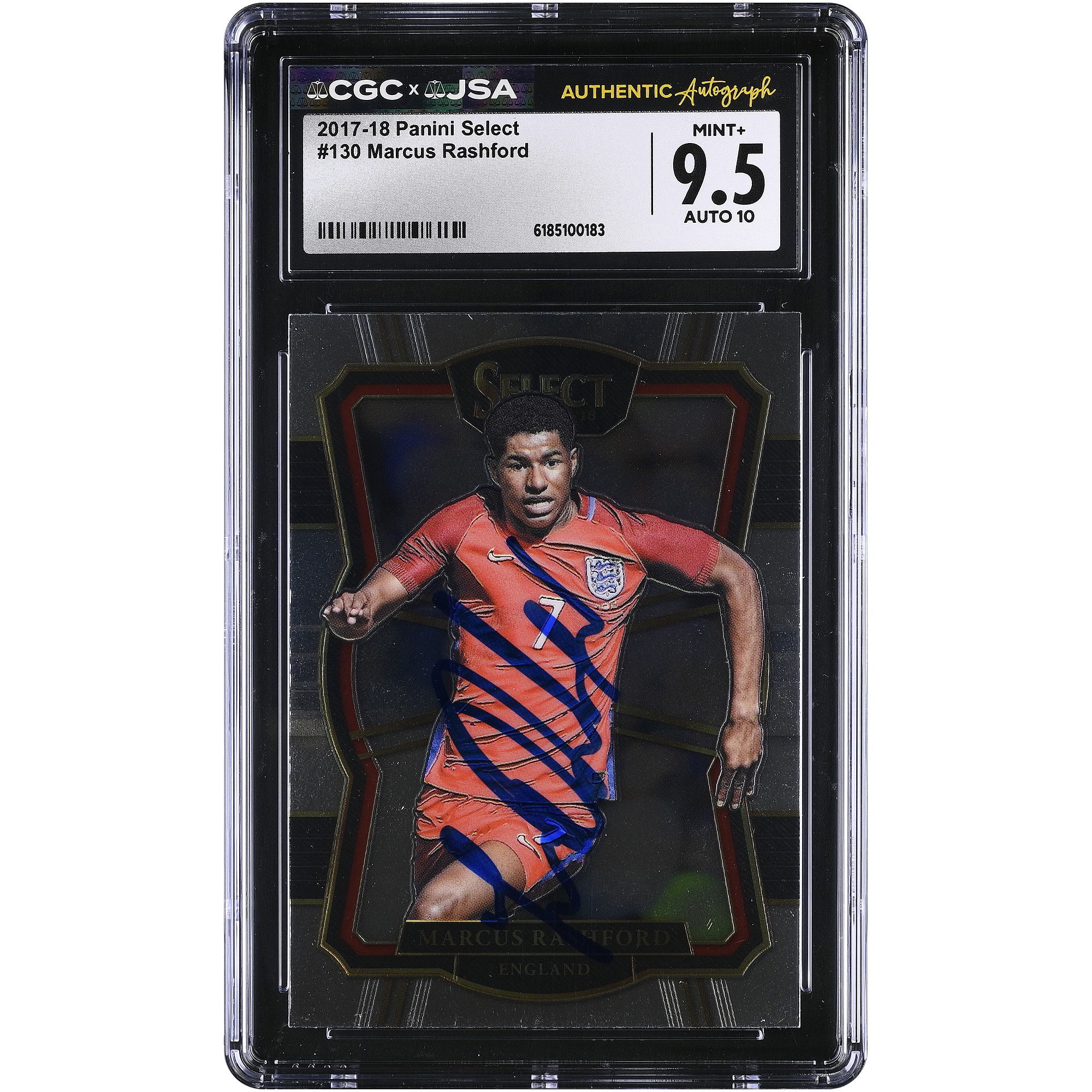 Marcus Rashford England National Team Autographed 2017-18 Panini Select #130 CGC Authenticated /10 Rookie Card
