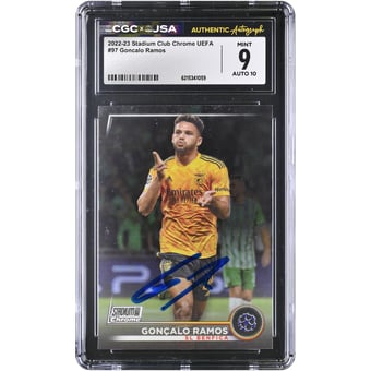 Gonçalo Ramos Benfica Autographed 2022-23 Topps Stadium Club Chrome #97 CGC Authenticated 9/10 Card