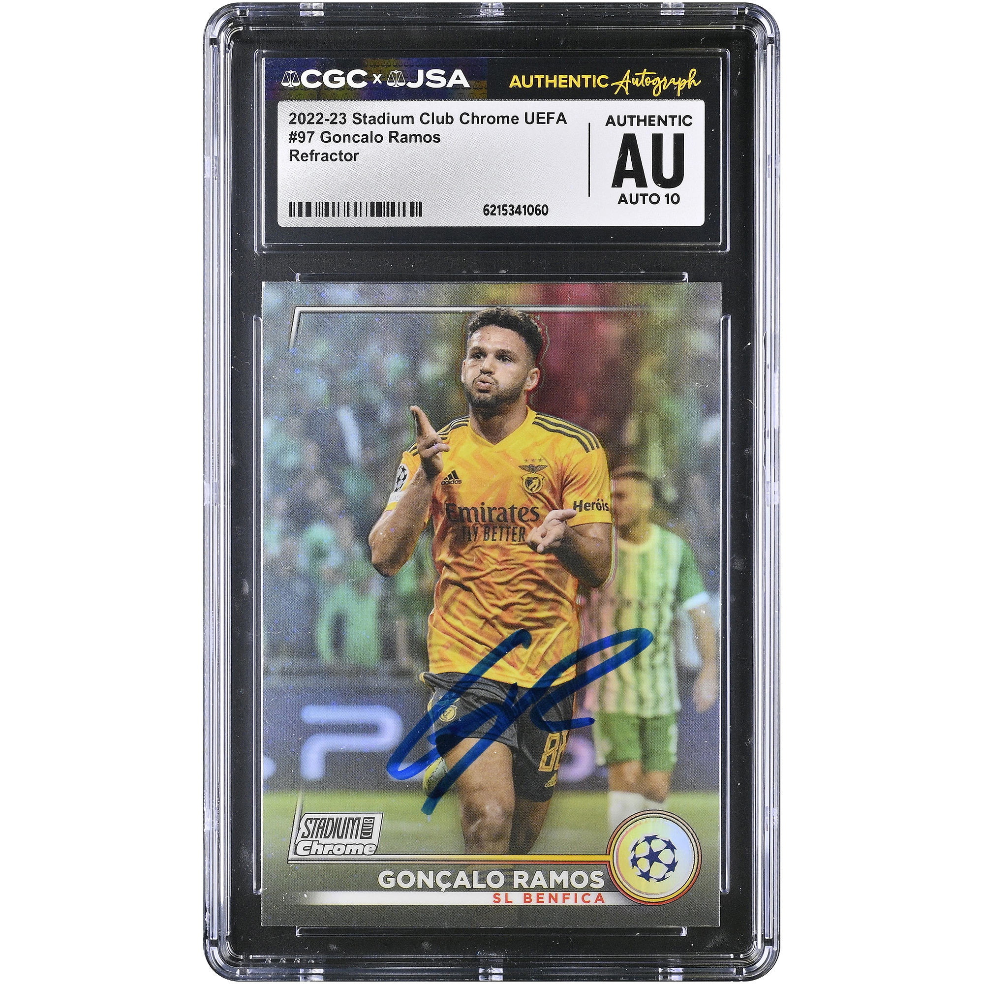 Gonçalo Ramos Benfica Autographed 2022-23 Topps Stadium Club Chrome Refractor #97 CGC Authenticated AUTO 10 Card