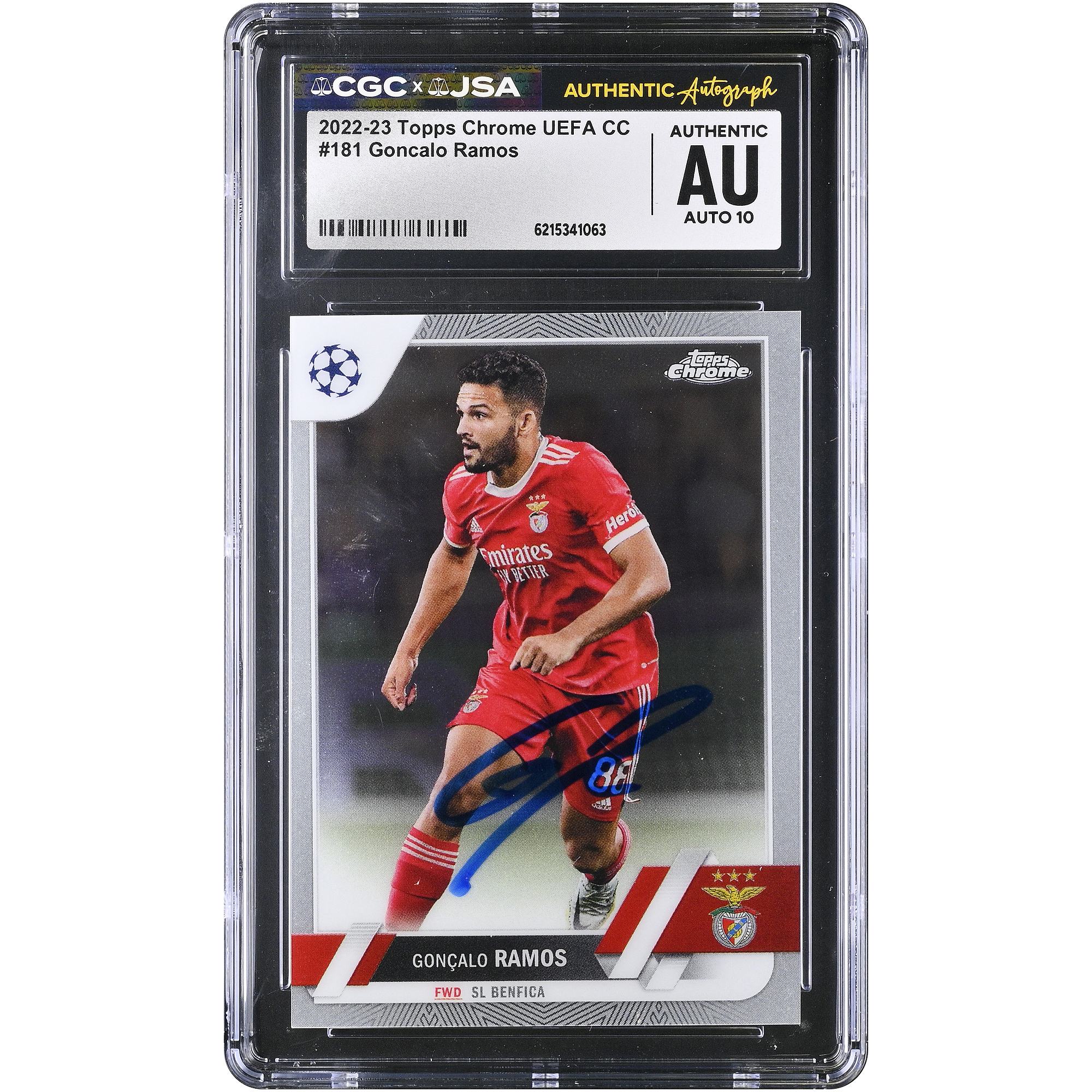 Gonçalo Ramos Benfica Autographed 2022-23 Topps Chrome UEFA CC #181 CGC Authenticated AUTO 10 Card