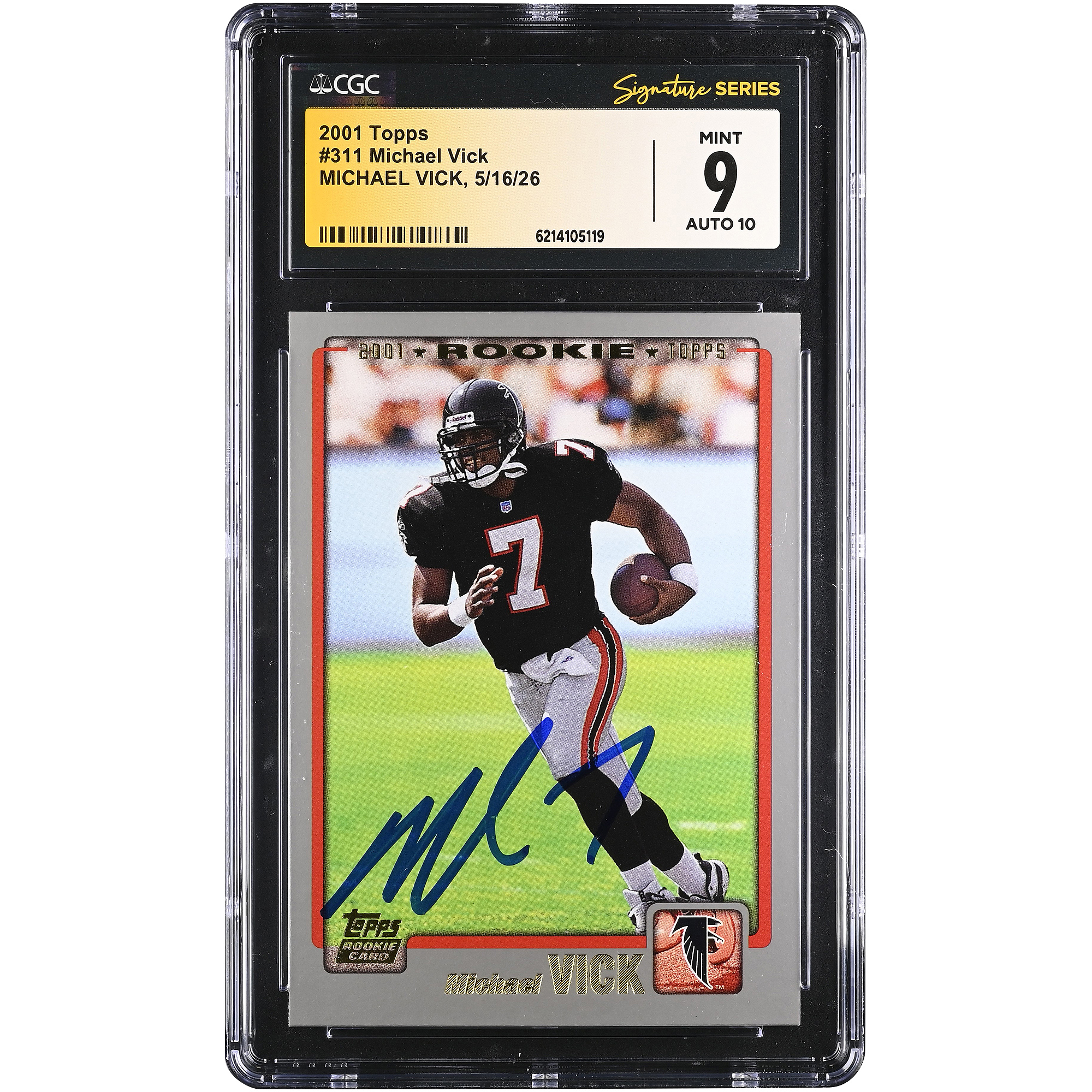 Michael Vick Atlanta Falcons Autographed 2001 Topps #311 CGC Fanatics Witnessed Authenticated 9/10 Rookie Card