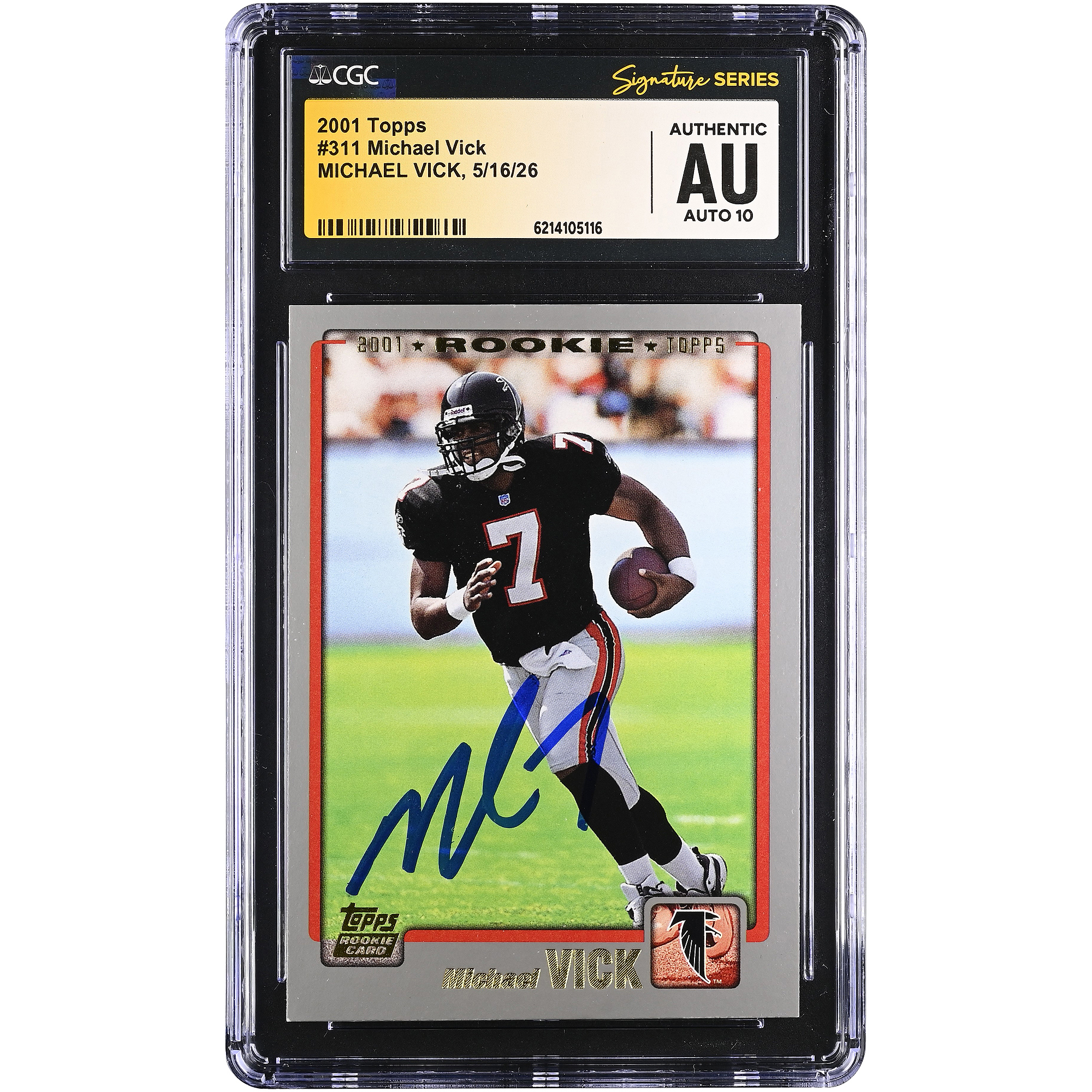 Michael Vick Atlanta Falcons Autographed 2001 Topps #311 CGC Fanatics Witnessed Authenticated AUTO 10 Rookie Card