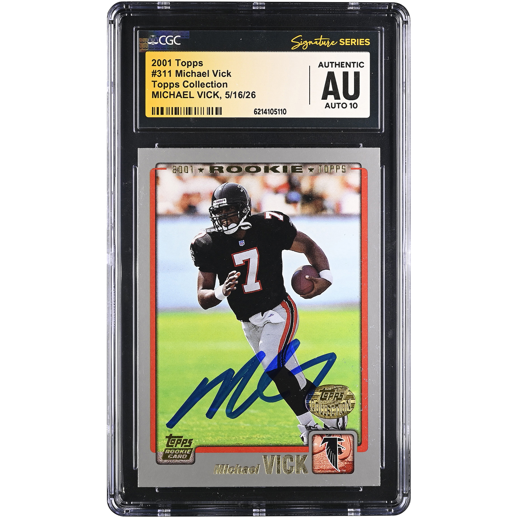 Michael Vick Atlanta Falcons Autographed 2001 Topps Collection #311 CGC Fanatics Witnessed Authenticated AUTO 10 Rookie Card