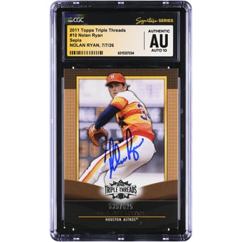 Nolan Ryan Houston Astros Autographed 2011 Topps Triple Threads Sepia #10 #/625 CGC Fanatics Witnessed Authenticated AUTO 10 Card
