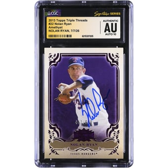 Nolan Ryan Texas Rangers Autographed 2013 Topps Triple Threads Amethyst #22 #/650 CGC Fanatics Witnessed Authenticated AUTO 10 Card