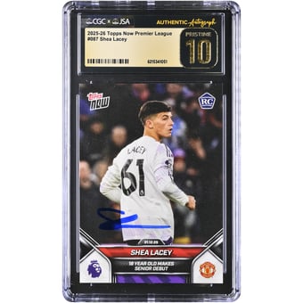 Shea Lacey Manchester United Autographed 2025-26 Topps Now Premier League #87 CGC Authenticated PRISTINE 10 Rookie Card