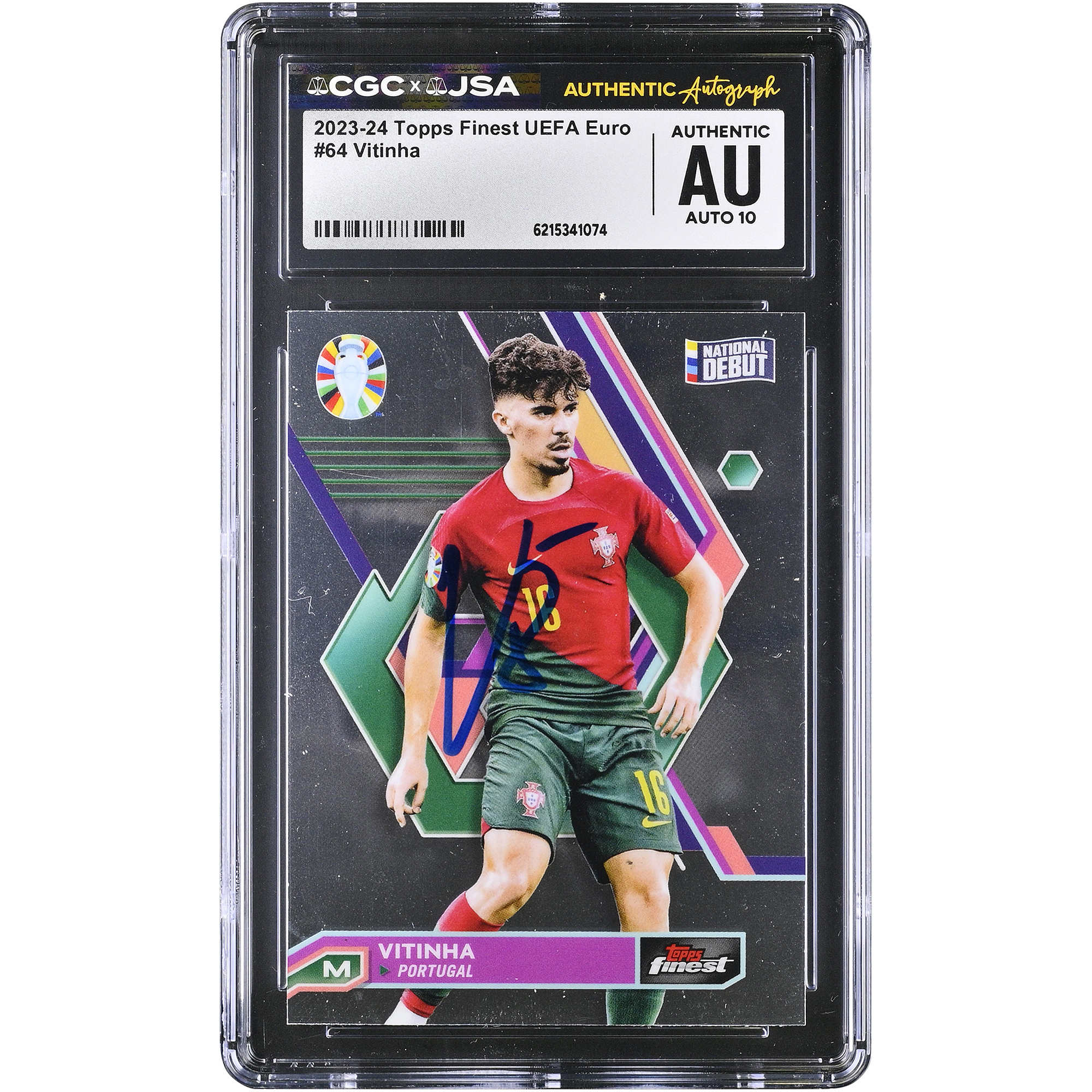 Vitinha Portugal National Team Autographed 2023-24 Topps Finest UEFA Euro #64 CGC Authenticated AUTO 10 Card