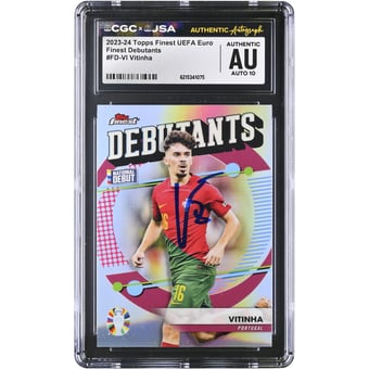 Vitinha Portugal National Team Autographed 2023-24 Topps Finest UEFA Euro Finest Debutants #FD-VI CGC Authenticated AUTO 10 Card