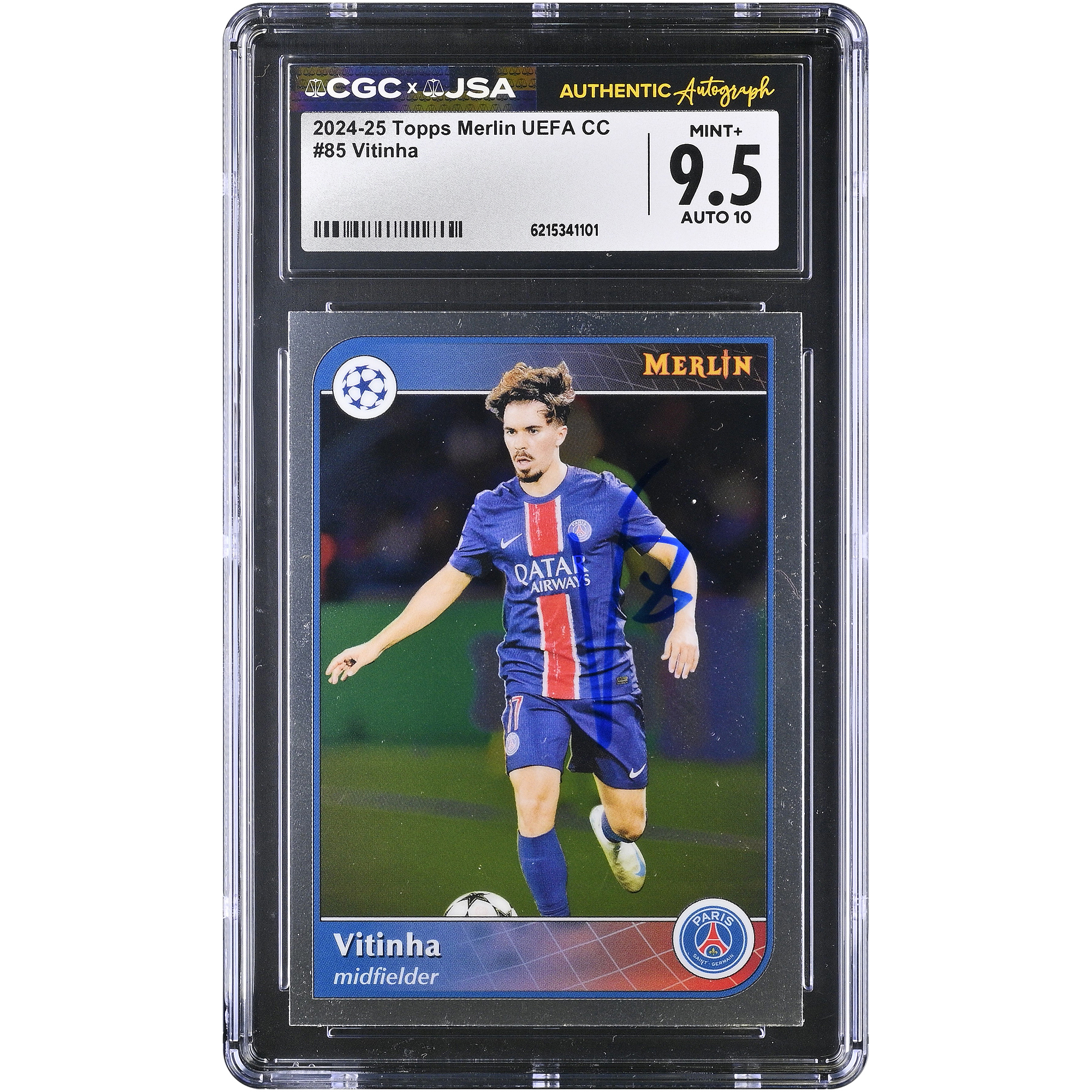 Vitinha Paris Saint-Germain Autographed 2024-25 Topps Merlin UEFA CC #85 CGC Authenticated /10 Card