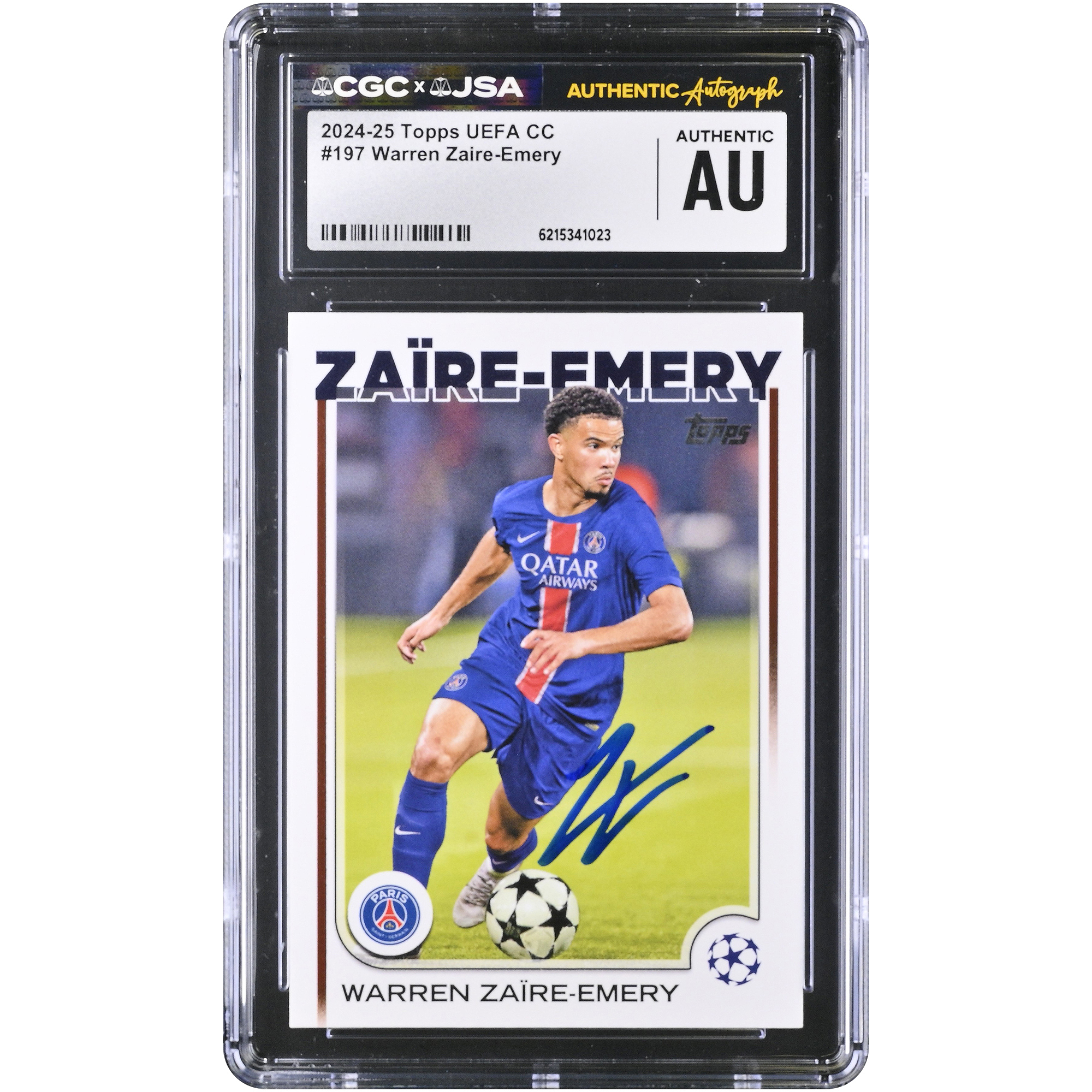 Warren Zaïre-Emery Paris Saint-Germain Autographed 2024-25 Topps UEFA CC #197 CGC Authenticated Card