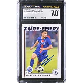 Warren Zaïre-Emery Paris Saint-Germain Autographed 2024-25 Topps UEFA CC #197 CGC Authenticated Card