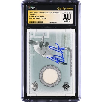 Nolan Ryan Texas Rangers Autographed 2002 Upper Deck Sweet Spot Classics Jerseys #J-NR CGC Fanatics Witnessed Authenticated AUTO 10 Card