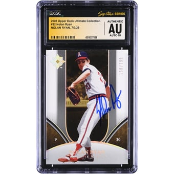 Nolan Ryan California Angels Autographed 2006 Upper Deck Ultimate Collection #32 #/799 CGC Fanatics Witnessed Authenticated AUTO 10 Card