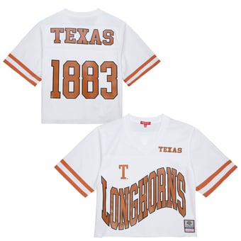 Women's Mitchell & Ness White Texas Longhorns Cropped Fashion Jersey