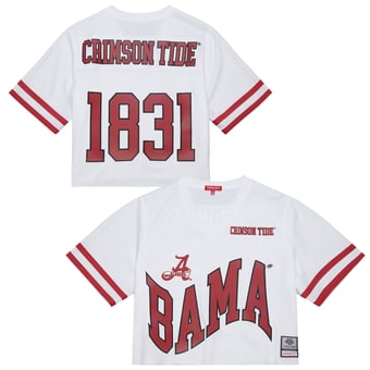 Women's Mitchell & Ness White Alabama Crimson Tide Cropped Fashion Jersey