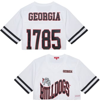 Women's Mitchell & Ness White Georgia Bulldogs Cropped Fashion Jersey