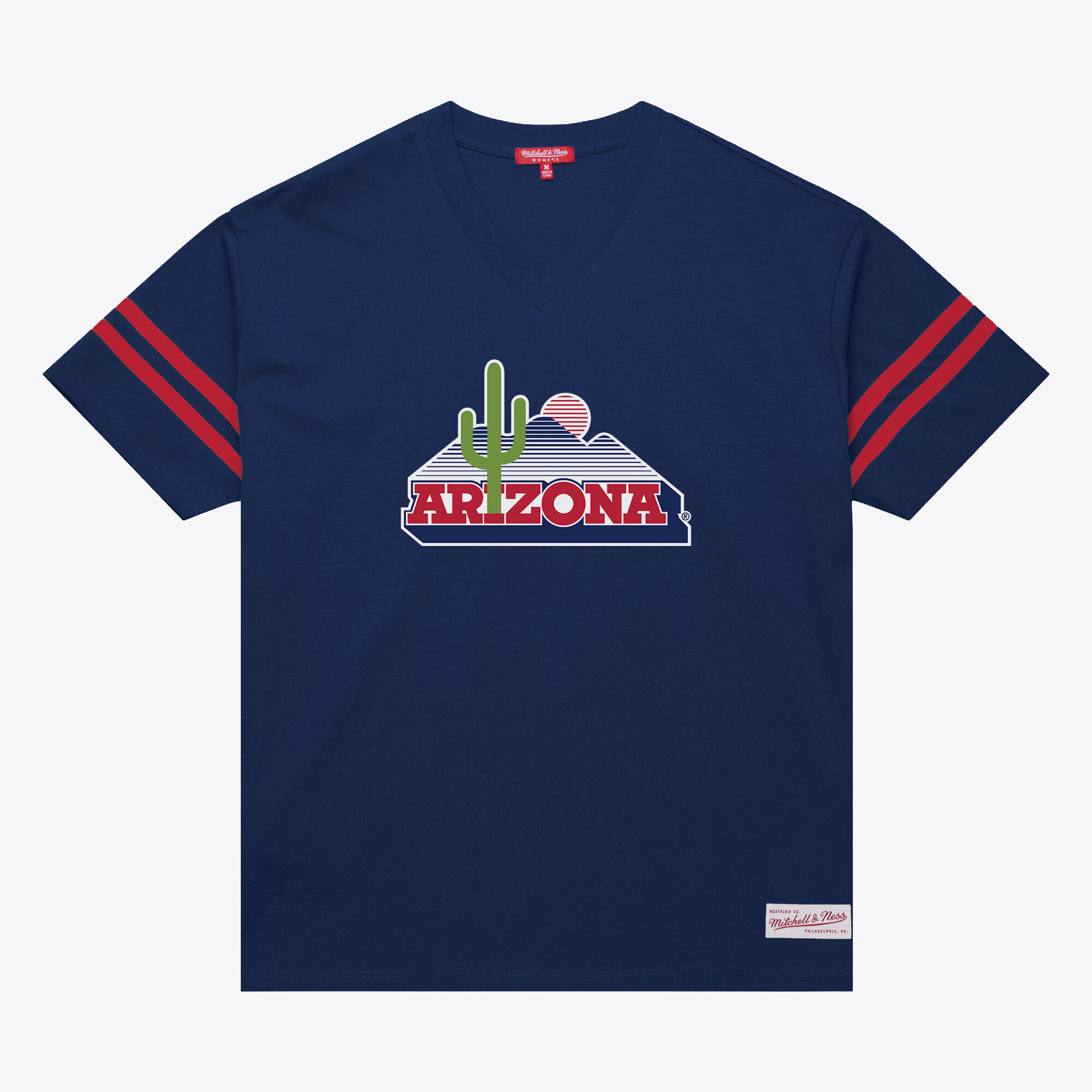Women's Mitchell & Ness Navy Arizona Wildcats Boyfriend V-Neck T-Shirt