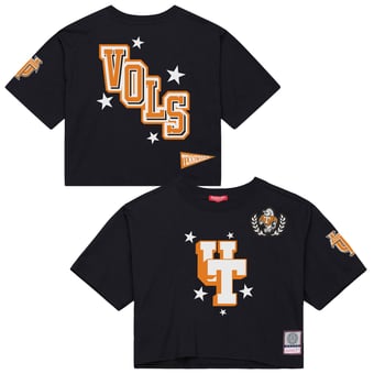 Women's Mitchell & Ness Black Tennessee Volunteers Pep Rally Cropped Boxy T-Shirt