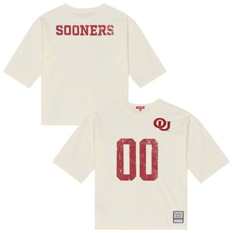 Women's Mitchell & Ness Cream Oklahoma Sooners Retro Roots Oversized 3/4-Sleeve T-Shirt