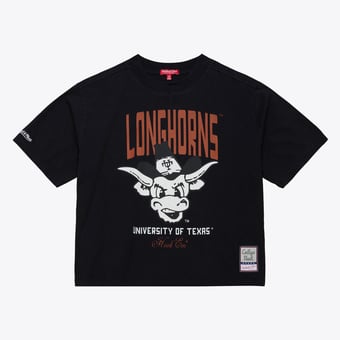 Women's Mitchell & Ness Black Texas Longhorns Cropped Boxy T-Shirt