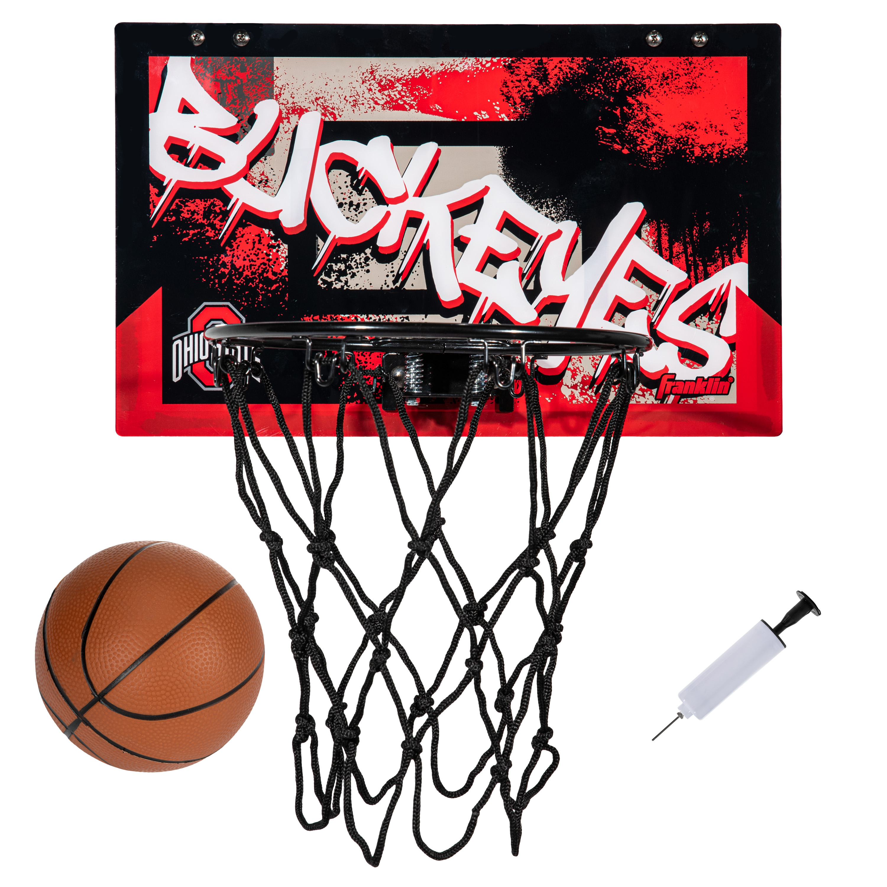 Franklin Sports Ohio State Buckeyes Over-the-Door Mini Basketball Hoop Set