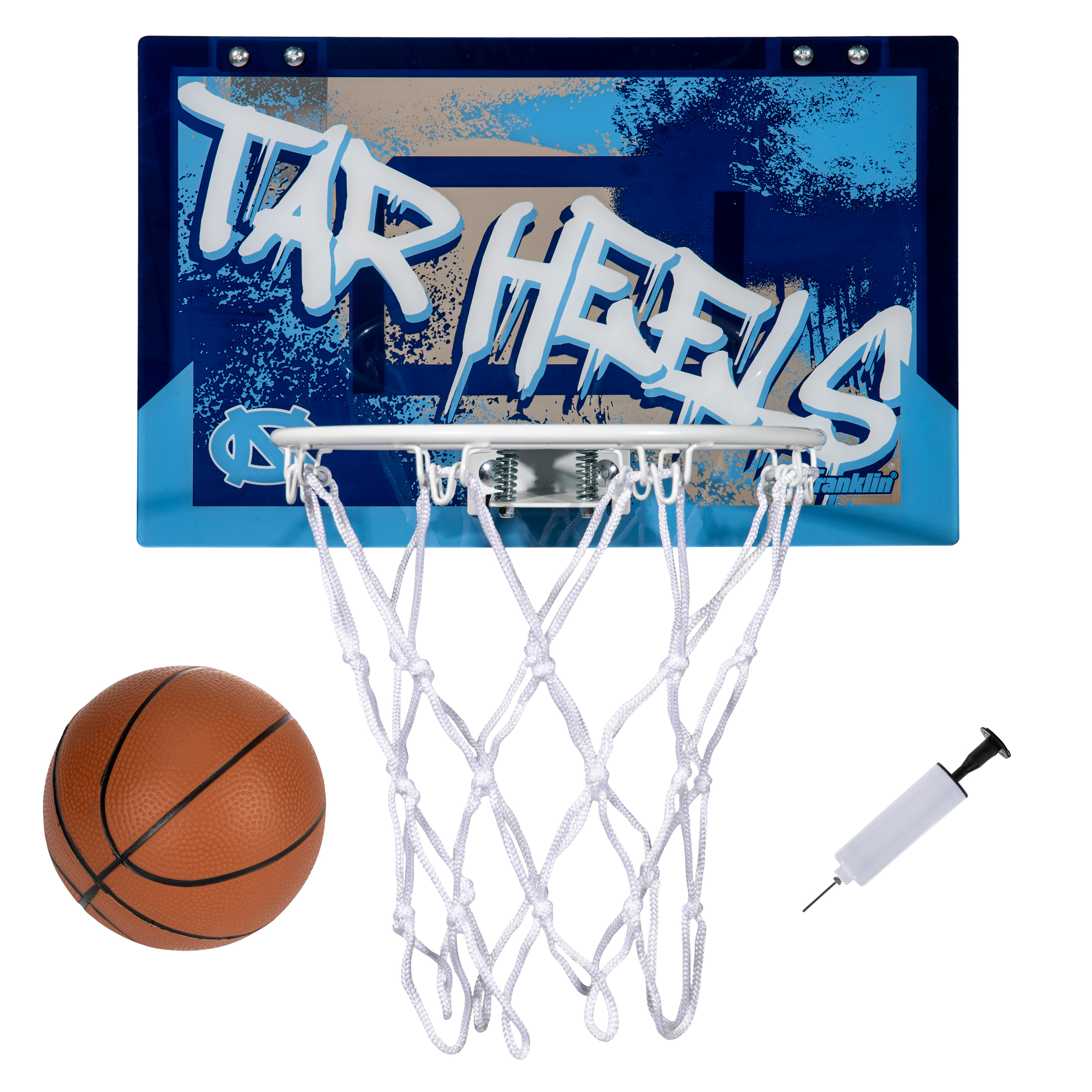 Franklin Sports North Carolina Tar Heels Over-the-Door Mini Basketball Hoop Set