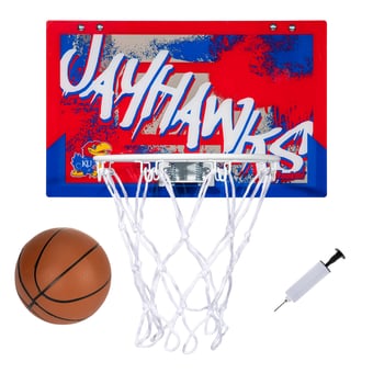 Franklin Sports Kansas Jayhawks Over-the-Door Mini Basketball Hoop Set