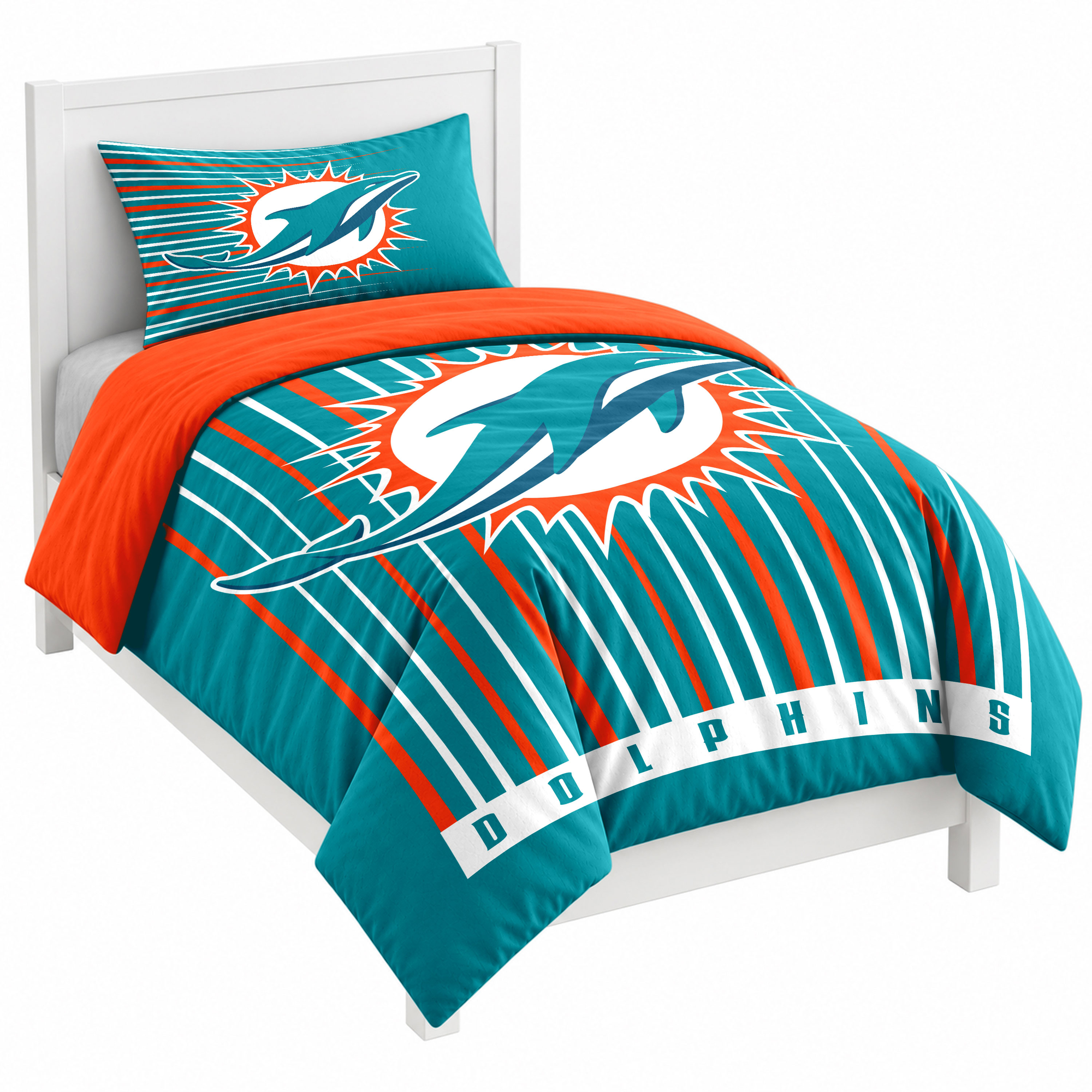 Logo Brands Miami Dolphins Momentum Two-Piece Twin Bedding Set
