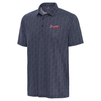Men's Antigua Navy Atlanta Braves Logo Vigorous Polo