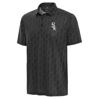 Men's Antigua Black Chicago White Sox Logo Vigorous Polo